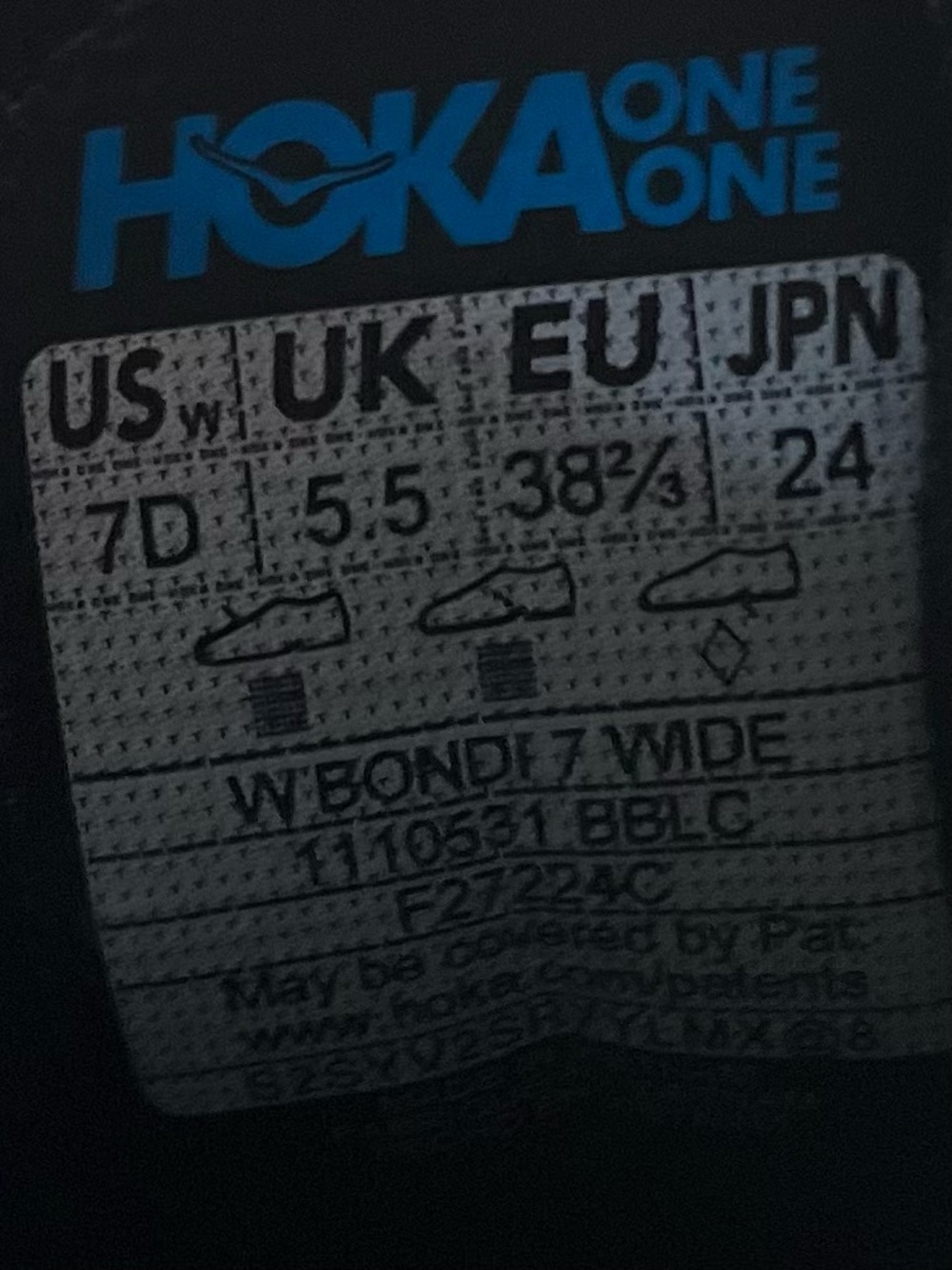 Hoka One One Bondi 7 REFLECTIVE Womens Size 7 Wide Running Shoes Sneakers Black - Picture 11 of 12